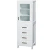 Wyndham Collection Sheffield 24"White Linen Tower With Shelved Cabinet Storage And 4 Drawers -Master Locks Shop WC 1414 LT WHT 1800x1800