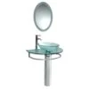 Fresca Attrazione Vessel Sink In Frosted Glass With Stand In Chrome And Frosted Edge Mirror