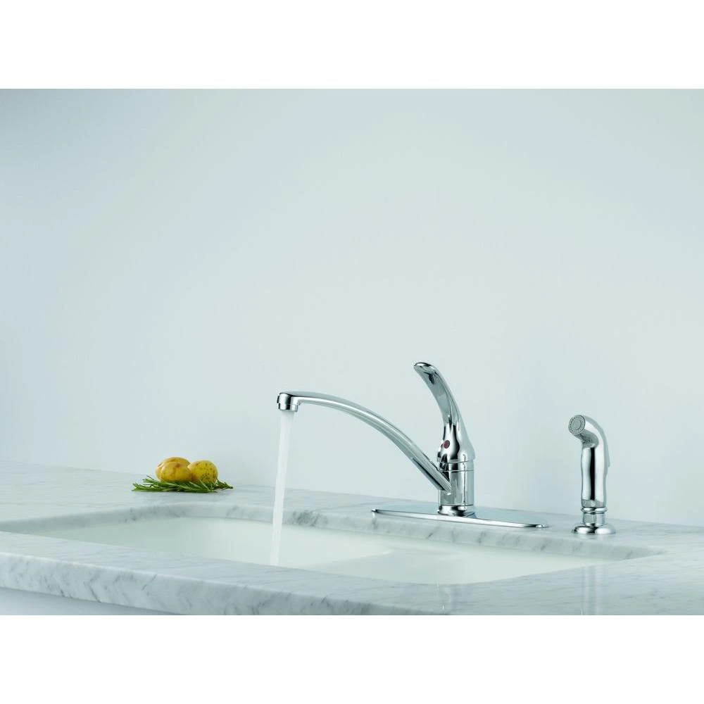 Foundations Single-Handle Standard Kitchen Faucet With Side Sprayer In Chrome 8 Foundations Single-Handle Standard Kitchen Faucet With Side Sprayer In Chrome - Image 6