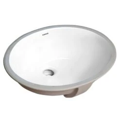 Boyel Living Oval Undercounter Bathroom Ceramic Sink, White, Insize 16 In. X 13 In.