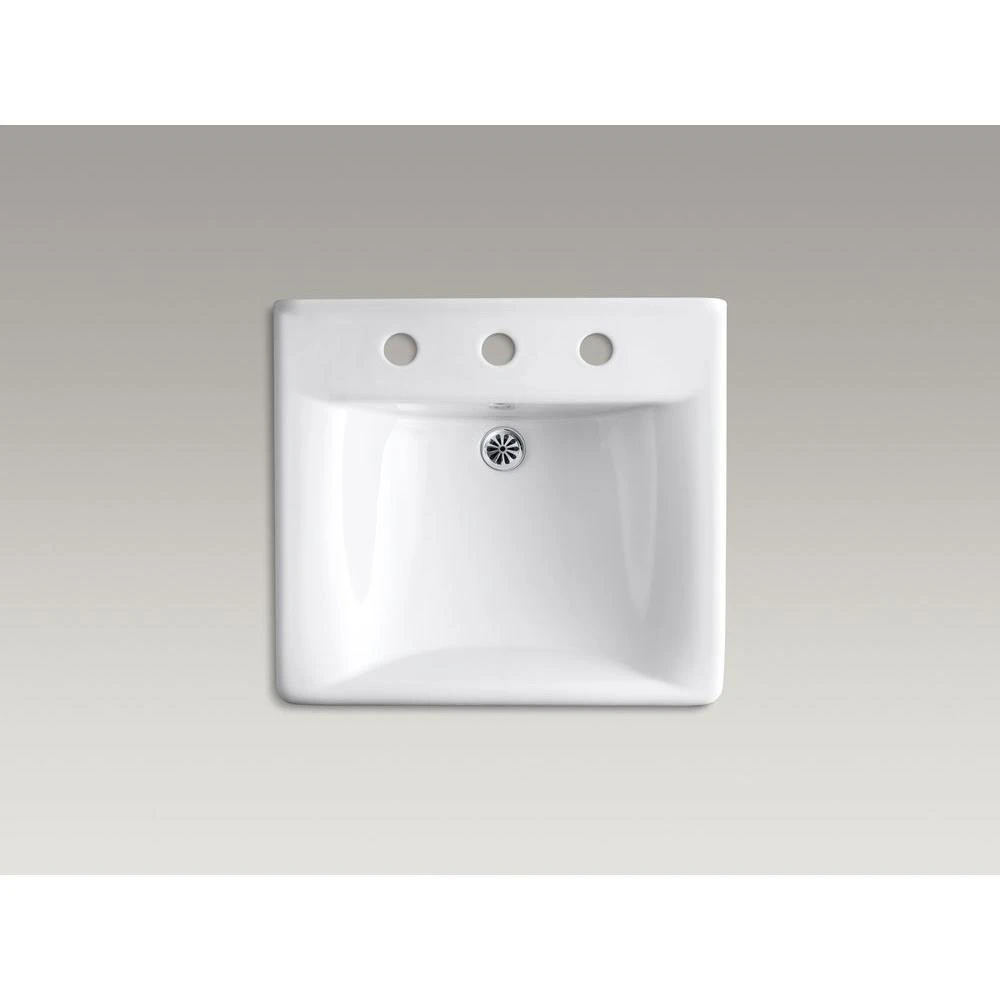 KOHLER Soho Wall-Mount Vitreous China Bathroom Sink In White With Overflow Drain 6 KOHLER Soho Wall-Mount Vitreous China Bathroom Sink In White With Overflow Drain - Image 4