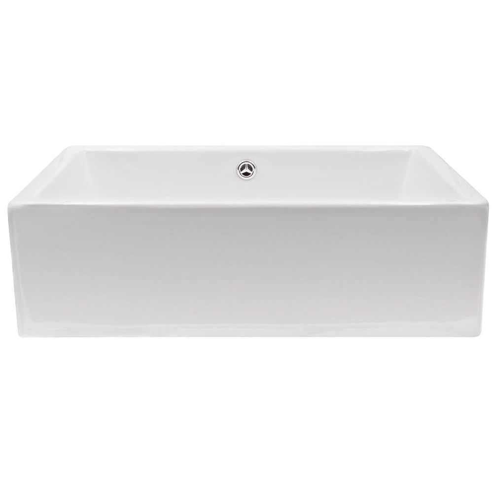 Novatto Rectangular Porcelain Vessel Sink In White Wtih Overflow Drain In Matte Black 6 Novatto Rectangular Porcelain Vessel Sink In White Wtih Overflow Drain In Matte Black - Image 4