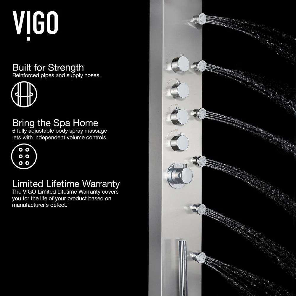 Brielle 70.5 In. 6-Jet High Pressure Shower Panel System With Rainhead Fixed Handheld Dual Shower In Stainless Steel 8 Brielle 70.5 In. 6-Jet High Pressure Shower Panel System With Rainhead Fixed Handheld Dual Shower In Stainless Steel - Image 6