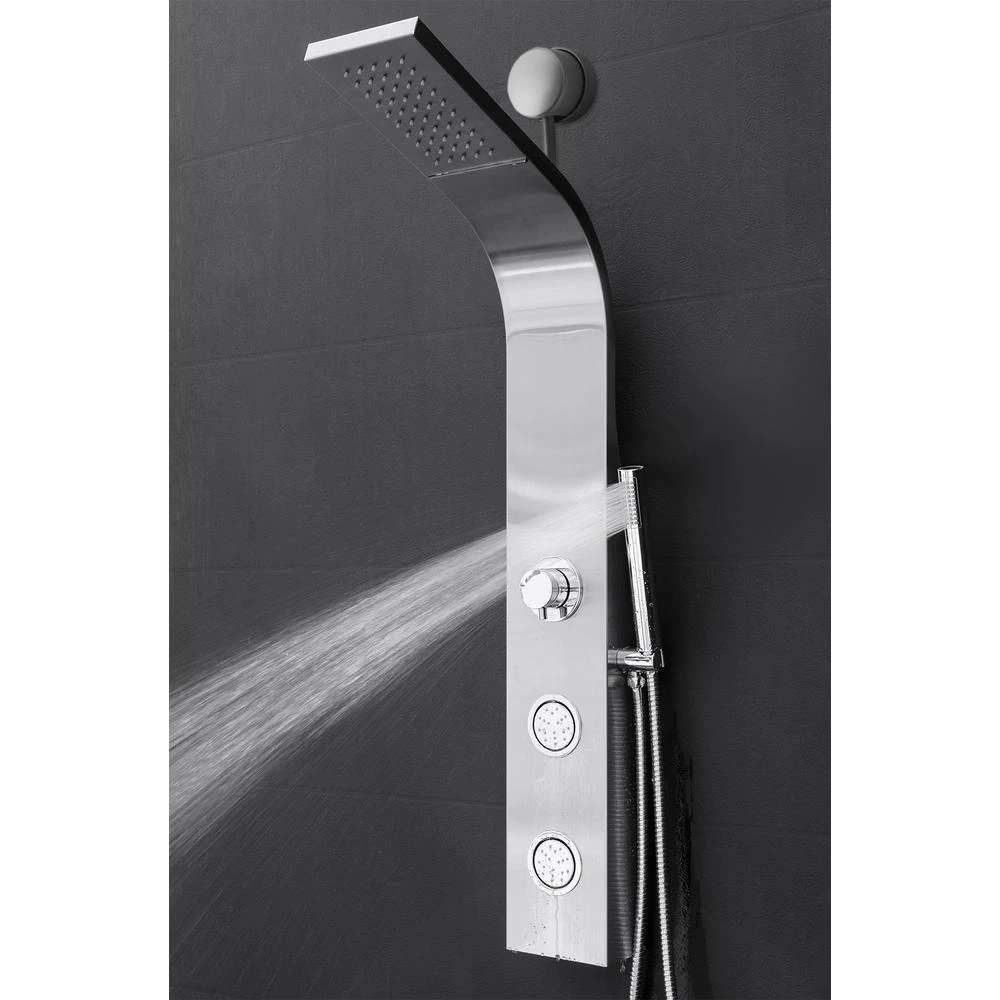 39 In. 2-Jet Easy Connect Shower Panel System In Stainless Steel With Rainfall Waterfall Shower Head And Shower Wand 8 39 In. 2-Jet Easy Connect Shower Panel System In Stainless Steel With Rainfall Waterfall Shower Head And Shower Wand - Image 6