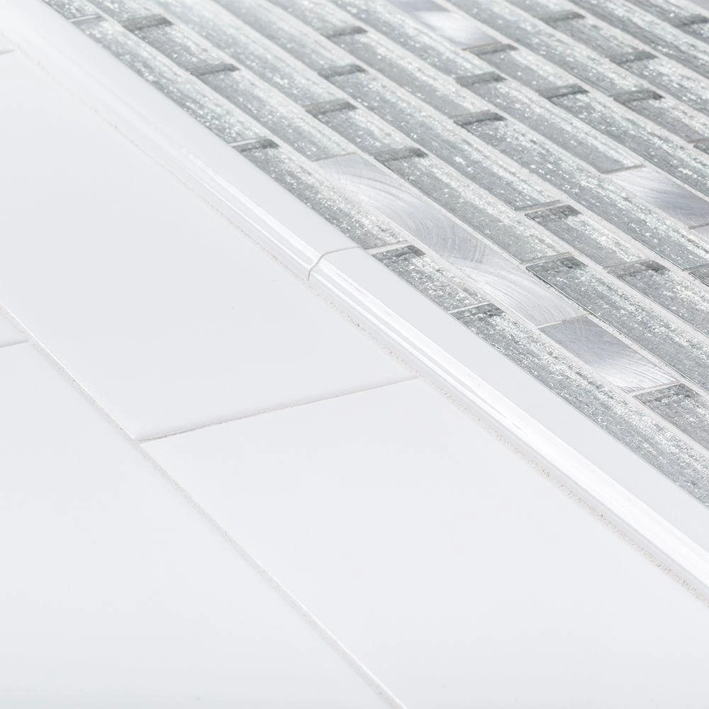 Jeffrey Court Ice Pencil 11.5 In. X 11.875 In. X 8 Mm Interlocking Textured Glossy Glass/Metal Mosaic Tile 8 Jeffrey Court Ice Pencil 11.5 In. X 11.875 In. X 8 Mm Interlocking Textured Glossy Glass/Metal Mosaic Tile - Image 6