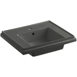 KOHLER Tresham 24 In. Fireclay Pedestal Sink Basin In Black Black With Overflow Drain -Master Locks Shop b7a08370785f7a7dc7b636b473ee44c6 1800x1800