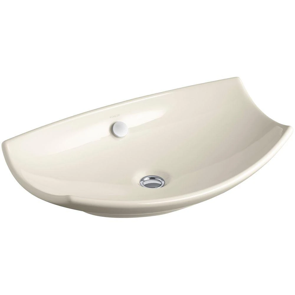 KOHLER Leaf Fireclay Vessel Sink In White With Overflow Drain 9 KOHLER Leaf Fireclay Vessel Sink In White With Overflow Drain - Image 7