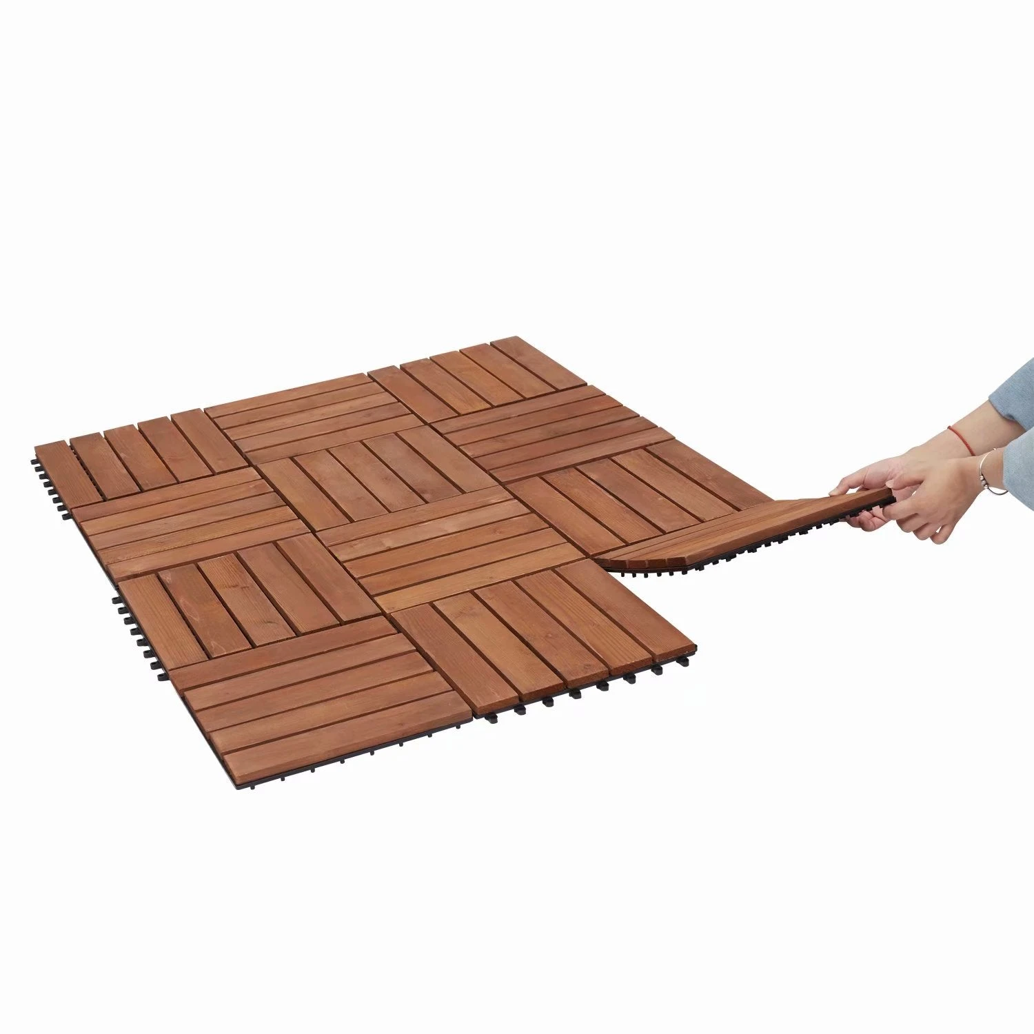 Kinbor 12'' X 12'' Patio Pavers Wood Interlocking Flooring Deck 10 Packs Tiles Brown Painted 3 Kinbor 12'' X 12'' Patio Pavers Wood Interlocking Flooring Deck 10 Packs Tiles Brown Painted