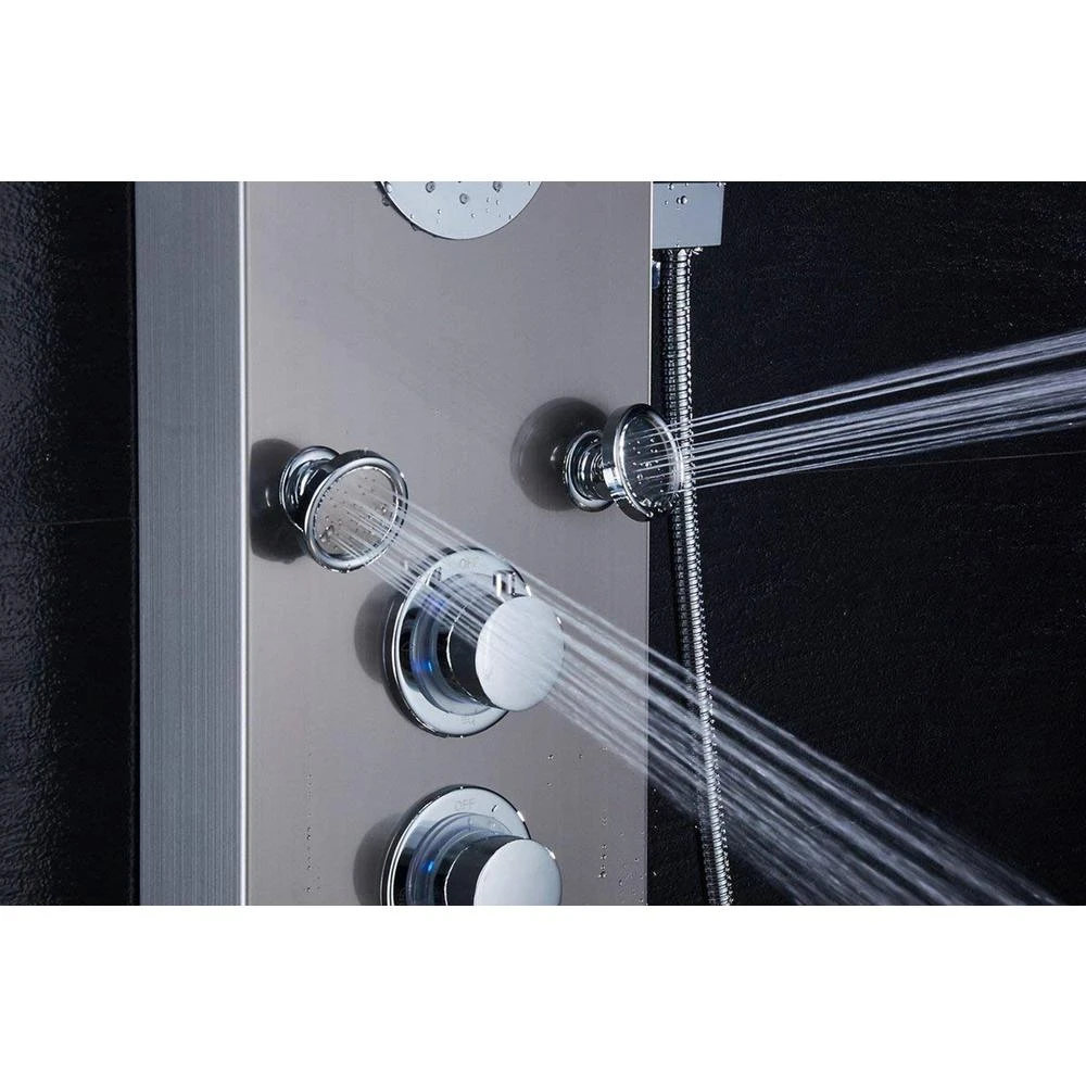 55 In. 5-Jet Shower Panel System With LED Rainfall Mist Shower Head Hand Shower Wand And Tub Spout In Brushed Nickel 8 55 In. 5-Jet Shower Panel System With LED Rainfall Mist Shower Head Hand Shower Wand And Tub Spout In Brushed Nickel - Image 6