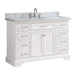 Windlowe 49 In. W X 22 In. D X 35 In. H Bath Vanity In White With Carrera Marble Vanity Top In White With White Sink -Master Locks Shop c365a18aaf76c00cc903bede412f5bba 1800x1800