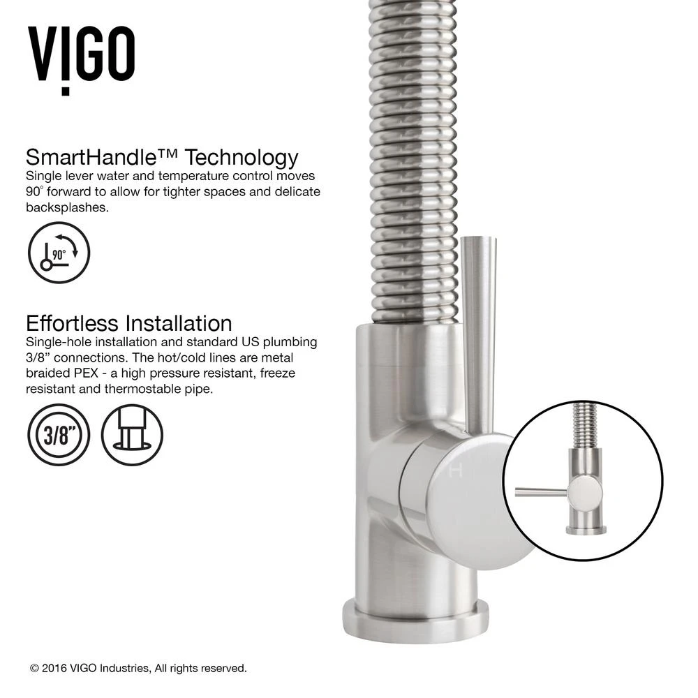 Edison Single-Handle Pull-Down Sprayer Kitchen Faucet In Stainless Steel 4 Edison Single-Handle Pull-Down Sprayer Kitchen Faucet In Stainless Steel - Image 2