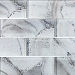 Jeffrey Court Geode Brick Gray 11.625 In. X 11.75 In. X 8 Mm Interlocking Glossy Glass Mosaic Tile