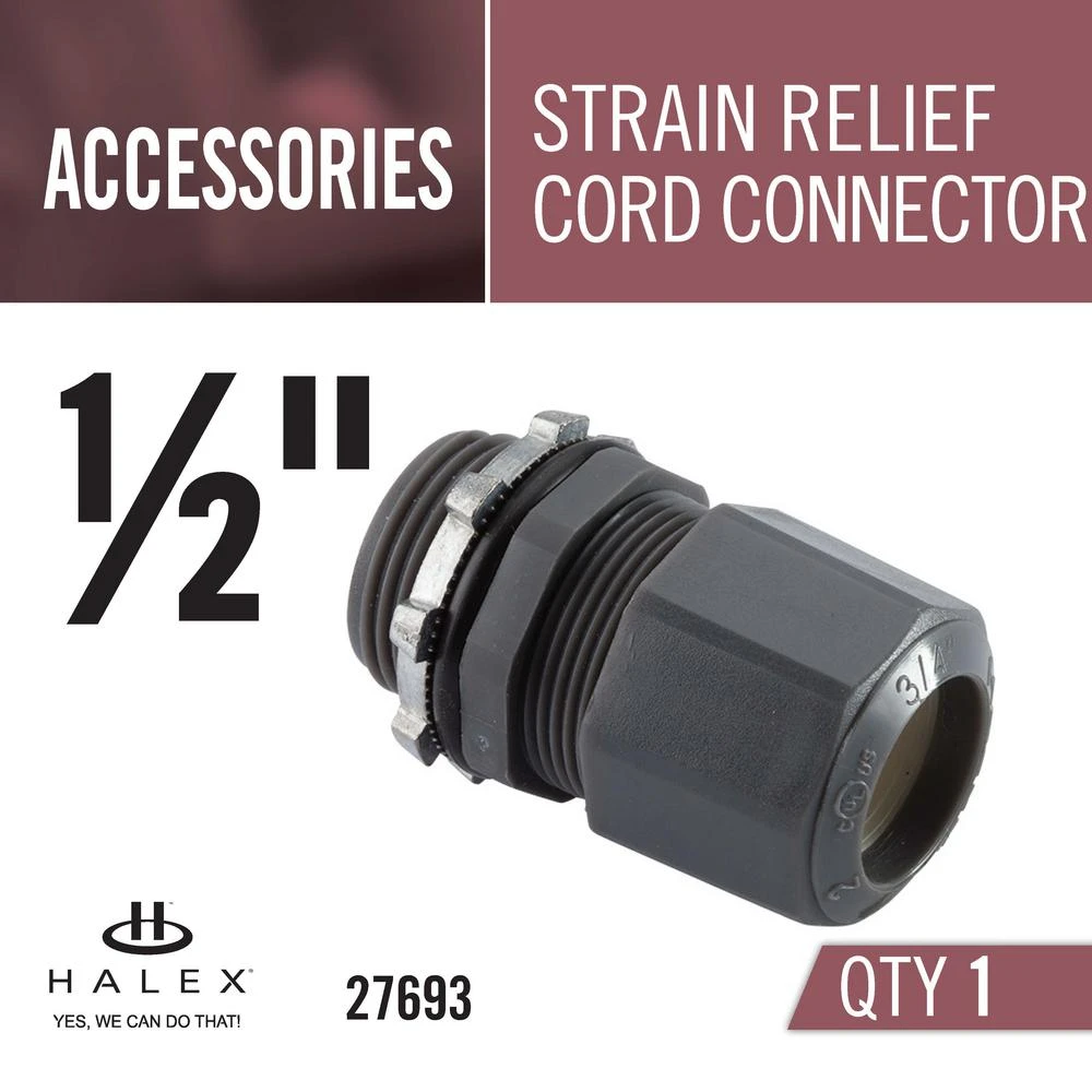 1/2 In. ACC Non-Metallic Strain Relief Cord Connector 6 1/2 In. ACC Non-Metallic Strain Relief Cord Connector - Image 4