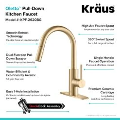 Oletto Single-Handle Pull-Down Sprayer Kitchen Faucet In Gold -Master Locks Shop d1828350f6d0dd355bd9fb8080ad1cfe 1800x1800