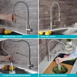 Single-Handle Pull-Down Kitchen Faucet With Dual Function Sprayhead In Spot Free Antique Champagne Bronze/Matte Black 17 Single-Handle Pull-Down Kitchen Faucet With Dual Function Sprayhead In Spot Free Antique Champagne Bronze/Matte Black -Master Locks Shop d1964799fc8d3d0646ab599acb49e536 1800x1800