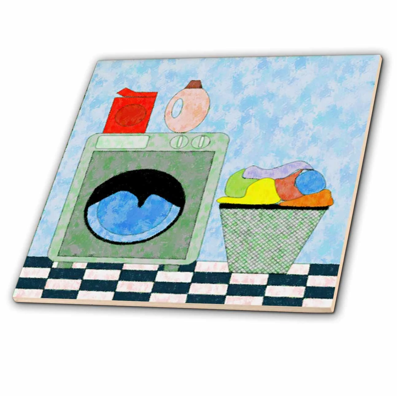 3dRose Red Blue Green Laundry Room - Ceramic Tile, 6-inch 3 3dRose Red Blue Green Laundry Room - Ceramic Tile, 6-inch