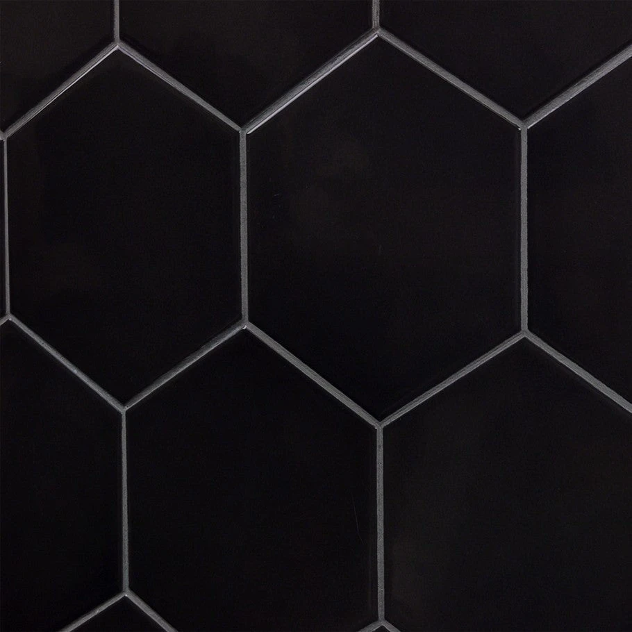 Magen Hex Dark Gray Polished Ceramic Hexagon Tile 5 Magen Hex Dark Gray Polished Ceramic Hexagon Tile - Image 3