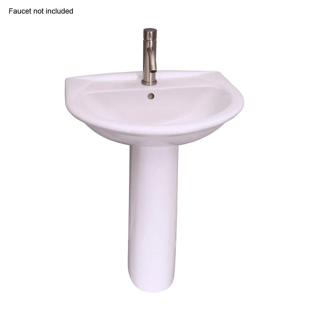 Barclay Products Karla 24 In. Pedestal Combo Bathroom Sink With 1 Faucet Hole In White 3 Barclay Products Karla 24 In. Pedestal Combo Bathroom Sink With 1 Faucet Hole In White