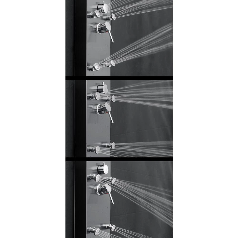 65 In. 8-Jet Shower Panel System In Space Gray Brushed Stainless Steel With Rainfall Waterfall Shower Head And Wand 7 65 In. 8-Jet Shower Panel System In Space Gray Brushed Stainless Steel With Rainfall Waterfall Shower Head And Wand - Image 5
