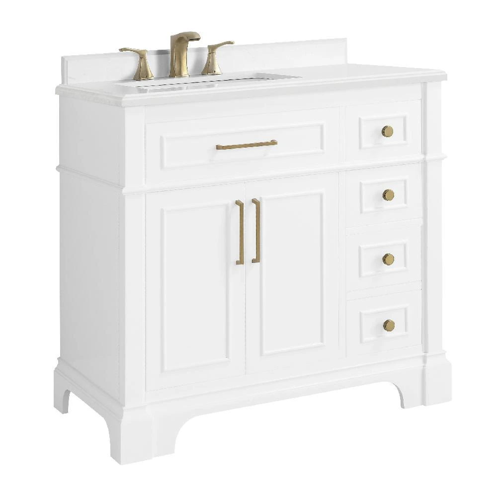 Melpark 48 In. W X 22 In. D Bath Vanity In White With Cultured Marble Vanity Top In White With White Sink 15 Melpark 48 In. W X 22 In. D Bath Vanity In White With Cultured Marble Vanity Top In White With White Sink - Image 13