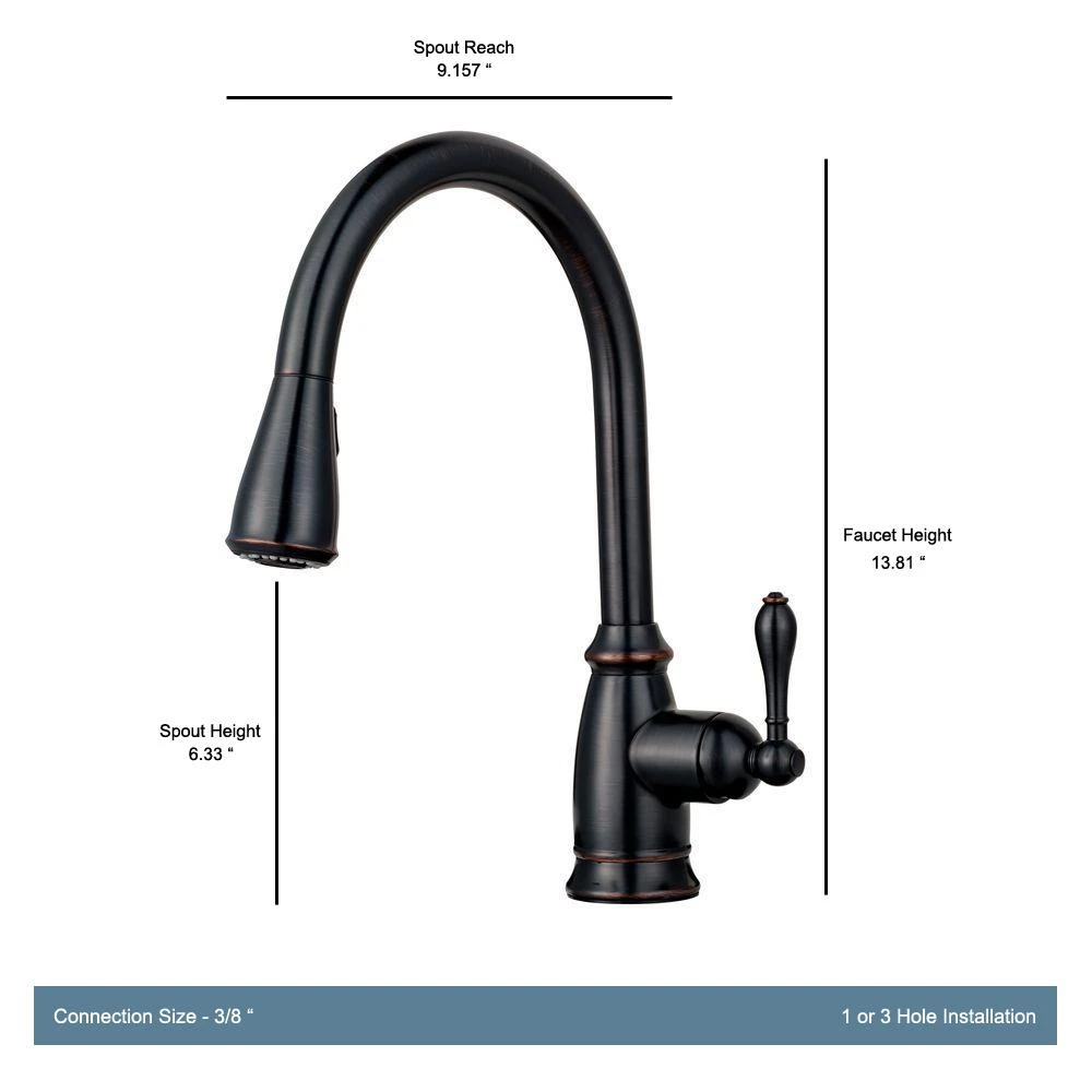 Canton Single-Handle Pull-Down Sprayer Kitchen Faucet In Tuscan Bronze 4 Canton Single-Handle Pull-Down Sprayer Kitchen Faucet In Tuscan Bronze - Image 2
