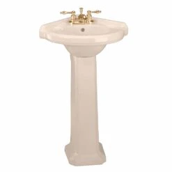 RENOVATORS SUPPLY MANUFACTURING Portsmouth 22 In. Corner Pedestal Bathroom Sink In Biscuit Vessel With Overflow