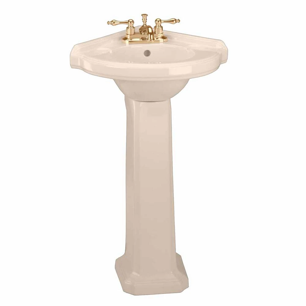 RENOVATORS SUPPLY MANUFACTURING Portsmouth 22 In. Corner Pedestal Bathroom Sink In Biscuit Vessel With Overflow 3 RENOVATORS SUPPLY MANUFACTURING Portsmouth 22 In. Corner Pedestal Bathroom Sink In Biscuit Vessel With Overflow