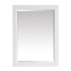 27.25 In. W X 32.00 In. H Framed Rectangular Beveled Edge Bathroom Vanity Mirror In White Finish