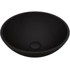 VIGO Black Round Cavalli MatteShell Glass Bathroom Vessel Sink