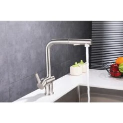 Single-Handle Pull Out Sprayer Kitchen Faucet In Brushed Nickel -Master Locks Shop e662585c0a2c52ae03957371a69f61c2 1800x1800