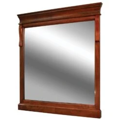 30 In. W X 32 In. H Framed Rectangular Bathroom Vanity Mirror In Warm Cinnamon