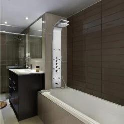 65 In. 8-Jet Shower Panel System In Stainless Steel With Adjustable Rainfall Shower Head, Handshower Wand And Tub Spout -Master Locks Shop eb0629b264511c14833b431985ae7247 1800x1800