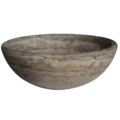 Round Natural Stone Vessel Sink In Grey