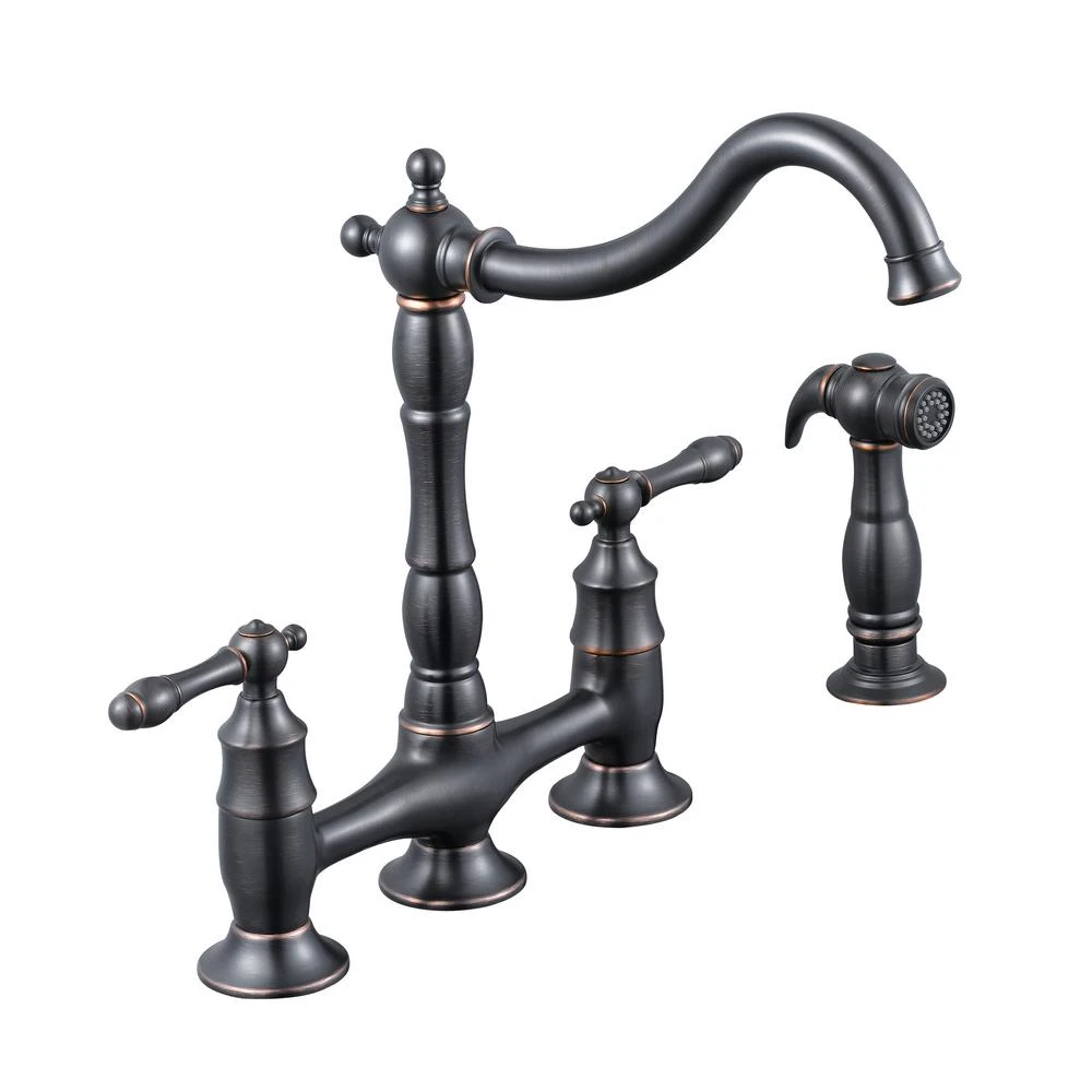 Lyndhurst 2-Handle Bridge Kitchen Faucet With Side Sprayer In Brushed Nickel 10 Lyndhurst 2-Handle Bridge Kitchen Faucet With Side Sprayer In Brushed Nickel - Image 8