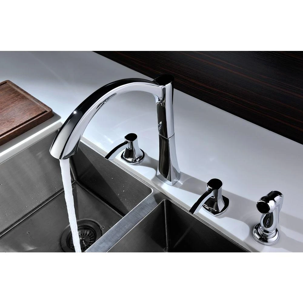 Soave Series 2-Handle Standard Kitchen Faucet In Polished Chrome 4 Soave Series 2-Handle Standard Kitchen Faucet In Polished Chrome - Image 2