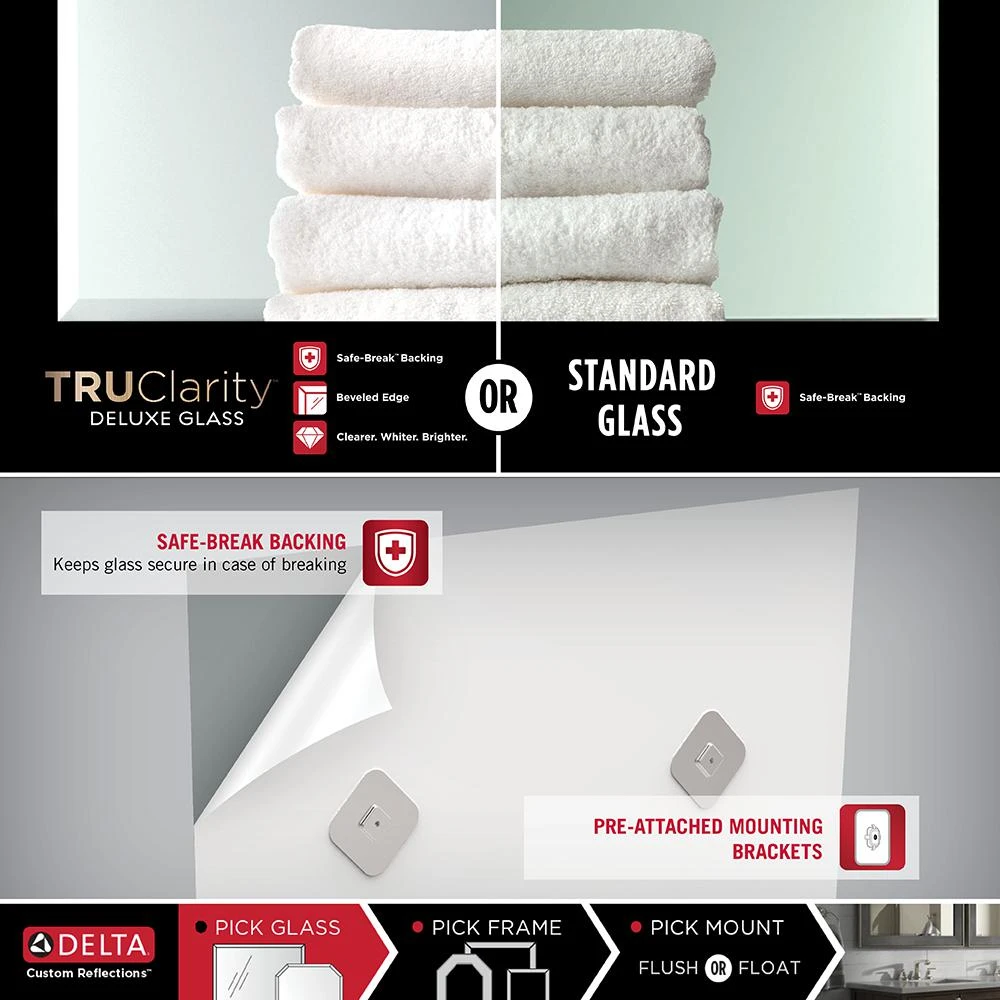 33 In. W X 47 In. H (L1) Framed Rectangular Deluxe Glass Bathroom Vanity Mirror In Matte Black 9 33 In. W X 47 In. H (L1) Framed Rectangular Deluxe Glass Bathroom Vanity Mirror In Matte Black - Image 7