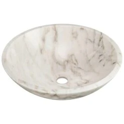 Polaris Sinks Stone Vessel Sink In Honed Basalt White Granite