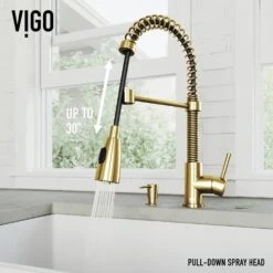 Brant Single-Handle Pull-Down Sprayer Kitchen Faucet With Soap Dispenser In Matte Gold -Master Locks Shop f5e84908786b85f4b792abde76149335 1800x1800