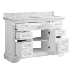 Windlowe 49 In. W X 22 In. D X 35 In. H Bath Vanity In White With Carrera Marble Vanity Top In White With White Sink -Master Locks Shop f8ea20c8c0ca0e72189fe80395c83852 1800x1800