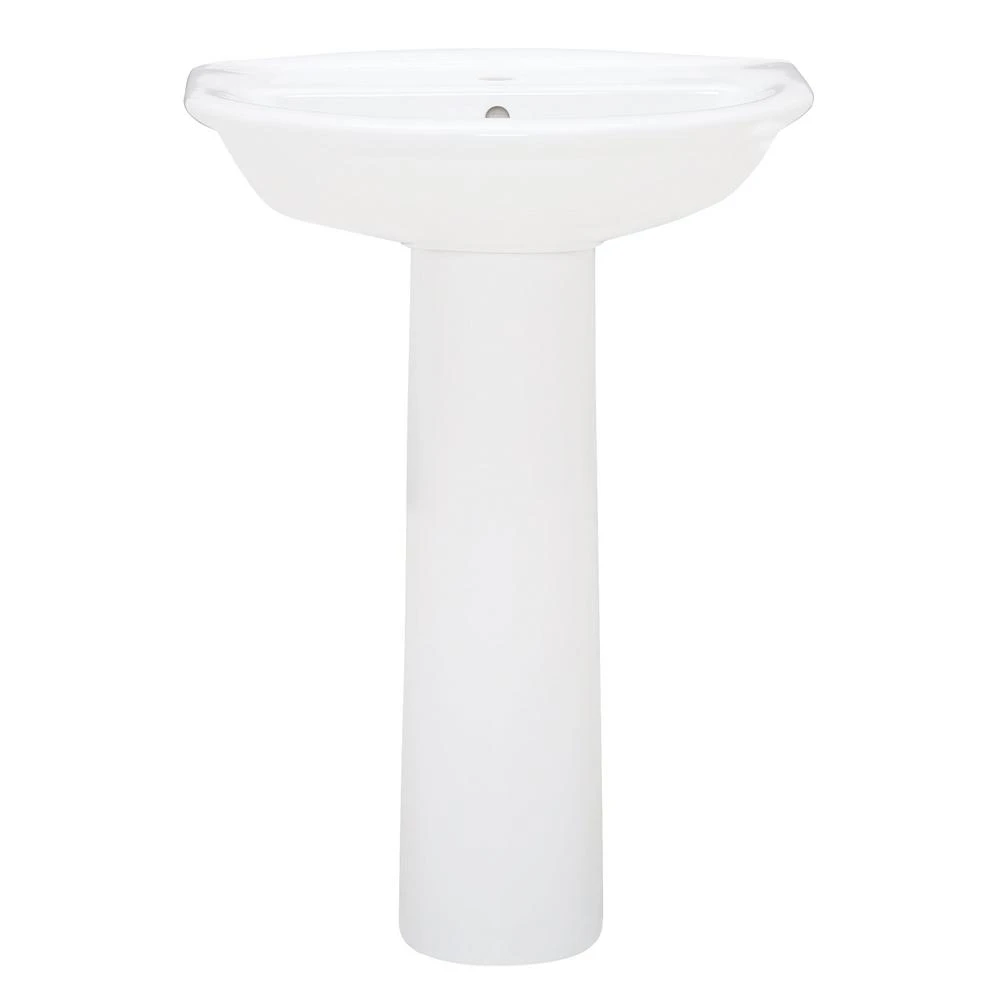 Barclay Products Karla 24 In. Pedestal Combo Bathroom Sink With 1 Faucet Hole In White 5 Barclay Products Karla 24 In. Pedestal Combo Bathroom Sink With 1 Faucet Hole In White - Image 3