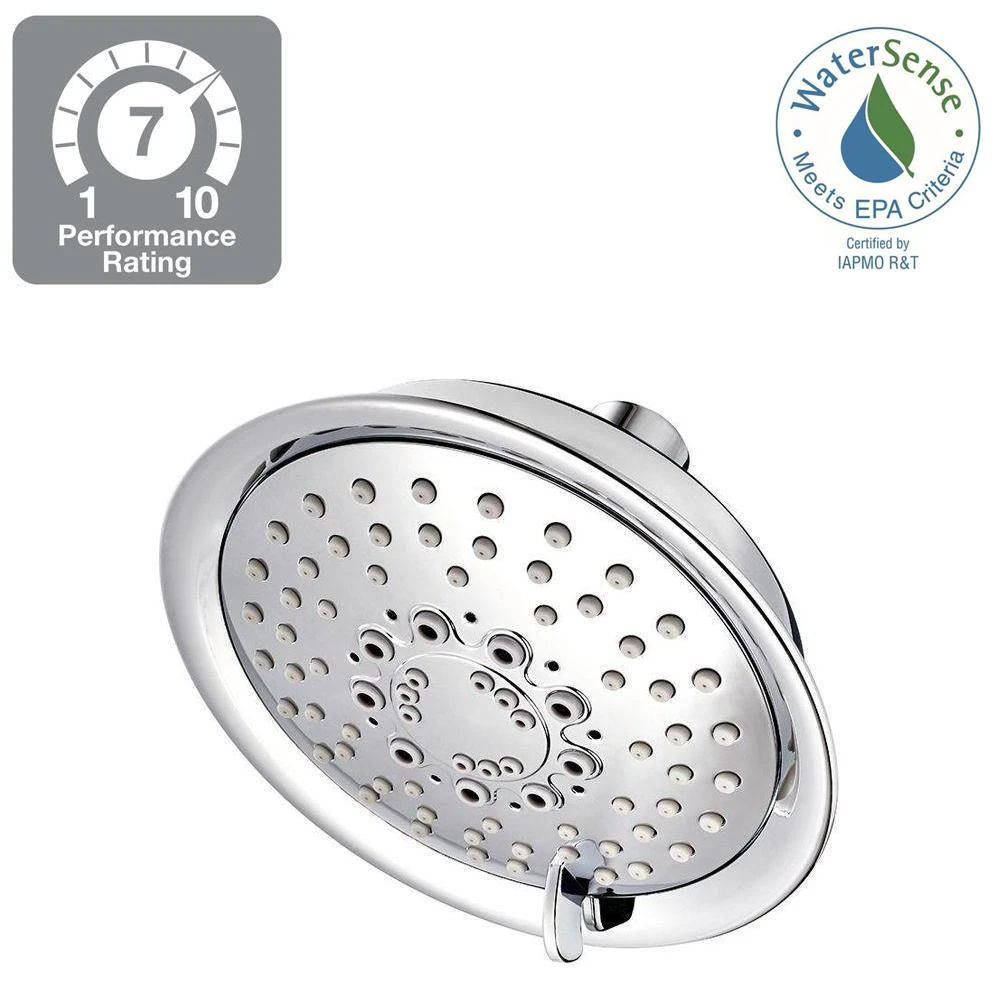 Universal 5-Spray 5.66 In. Single Wall Mount Low Flow Fixed Rain Shower Head In Polished Chrome 6 Universal 5-Spray 5.66 In. Single Wall Mount Low Flow Fixed Rain Shower Head In Polished Chrome - Image 4