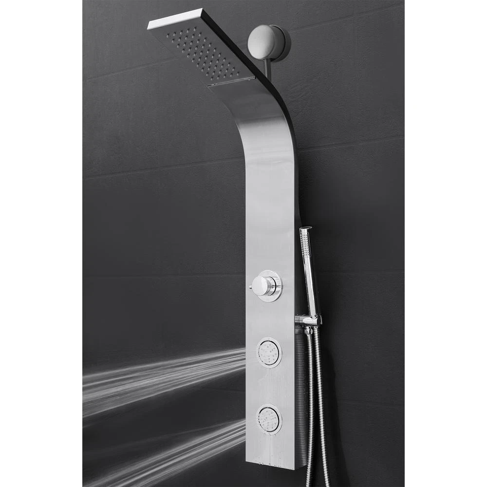 39 In. 2-Jet Easy Connect Shower Panel System In Stainless Steel With Rainfall Waterfall Shower Head And Shower Wand 7 39 In. 2-Jet Easy Connect Shower Panel System In Stainless Steel With Rainfall Waterfall Shower Head And Shower Wand - Image 5
