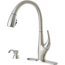 DeLuca Single-Handle Pull-Down Sprayer Kitchen Faucet With ShieldSpray Technology And Soap Dispenser In Stainless -Master Locks Shop ffc8a8f69688a0324e0adb7f1587d815 1800x1800
